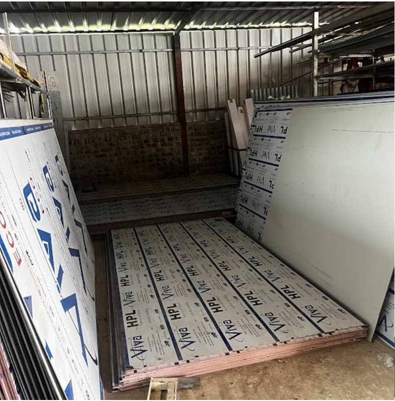 HPL cladding panels stored at the distribution yard